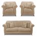 Kit 2 Poltronas e Sofá Living 2 Lugares 1,80m Vênus Suede Bege Pés Castanho - Pallazio