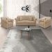 Kit 2 Poltronas e Sofá Living 2 Lugares 1,80m Vênus Suede Bege Pés Castanho - Pallazio