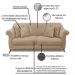 Kit 2 Poltronas e Sofá Living 2 Lugares 1,80m Vênus Suede Bege Pés Castanho - Pallazio
