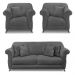 Kit 2 Poltronas e Sofá Living 2 Lugares 1,80m Vênus Suede Cinza Pés Castanho - Pallazio