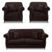 Kit 2 Poltronas e Sofá Living 2 Lugares 1,80m Vênus Suede Marrom Café Pés Castanho - Pallazio
