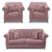 Kit 2 Poltronas e Sofá Living 2 Lugares 1,80m Vênus Veludo Lílas Pés Castanho - Pallazio