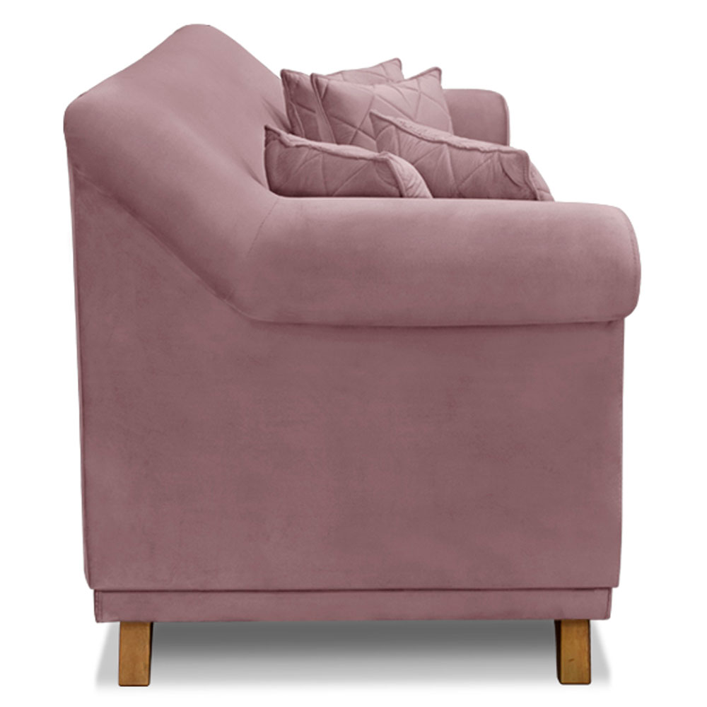 Kit 2 Poltronas e Sofá Living 2 Lugares 1,80m Vênus Veludo Lílas Pés Castanho - Pallazio