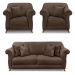 Kit 2 Poltronas e Sofá Living 2 Lugares 1,80m Vênus Veludo Marrom Pés Castanho - Pallazio