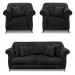Kit 2 Poltronas e Sofá Living 2 Lugares 1,80m Vênus Veludo Preto Pés Castanho - Pallazio
