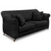 Kit 2 Poltronas e Sofá Living 2 Lugares 1,80m Vênus Veludo Preto Pés Castanho - Pallazio
