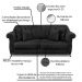 Kit 2 Poltronas e Sofá Living 2 Lugares 1,80m Vênus Veludo Preto Pés Castanho - Pallazio