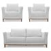 Kit 2 Poltronas e Sofá Living 2 Lugares 1,90m Vega Linho Cinza Pés Castanho - Pallazio