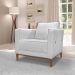 Kit 2 Poltronas e Sofá Living 2 Lugares 1,90m Vega Linho Cinza Pés Castanho - Pallazio