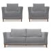 Kit 2 Poltronas e Sofá Living 2 Lugares 1,90m Vega Linho Grafite Pés Castanho - Pallazio