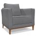 Kit 2 Poltronas e Sofá Living 2 Lugares 1,90m Vega Linho Grafite Pés Castanho - Pallazio