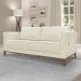Kit 2 Poltronas e Sofá Living 2 Lugares 1,90m Vega Linho Natural Pés Castanho - Pallazio