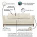 Kit 2 Poltronas e Sofá Living 2 Lugares 1,90m Vega Linho Natural Pés Castanho - Pallazio