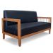 Kit 2 Poltronas e Sofá Living 2 Lugares Marilia 1,60m Corano Preto Base em Madeira Castanho - Pallazio
