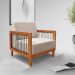 Kit 2 Poltronas e Sofá Living 2 Lugares Marilia 1,60m Linho Areia Base em Madeira Castanho - Pallazio
