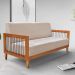 Kit 2 Poltronas e Sofá Living 2 Lugares Marilia 1,60m Linho Areia Base em Madeira Castanho - Pallazio