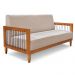 Kit 2 Poltronas e Sofá Living 2 Lugares Marilia 1,60m Linho Areia Base em Madeira Castanho - Pallazio