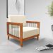 Kit 2 Poltronas e Sofá Living 2 Lugares Marilia 1,60m Linho Bege Base em Madeira Castanho - Pallazio