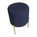 Kit 2 Puffs Decorativo Soren Suede Azul Marinho Pés de Ferro Dourado - Pallazio