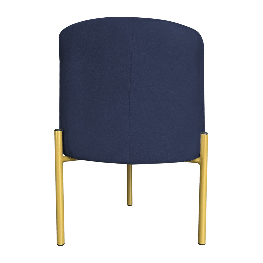 Kit 2 Puffs Decorativo Soren Suede Azul Marinho Pés de Ferro Dourado - Pallazio