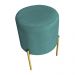 Kit 2 Puffs Decorativo Soren Suede Azul Turquesa Pés de Ferro Dourado - Pallazio