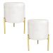 Kit 2 Puffs Decorativo Soren Suede Bege Pés de Ferro Dourado - Pallazio