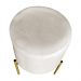 Kit 2 Puffs Decorativo Soren Suede Bege Pés de Ferro Dourado - Pallazio
