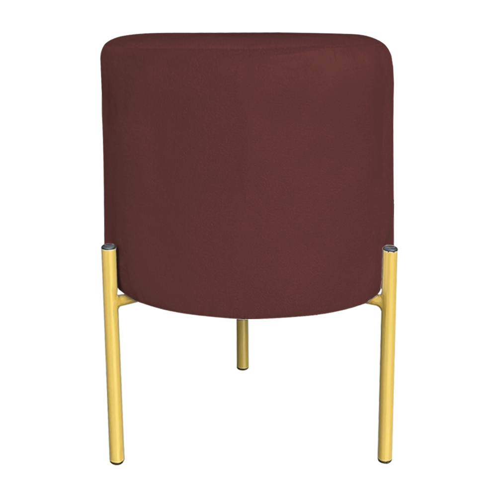 Kit 2 Puffs Decorativo Soren Suede Marsala Pés de Ferro Dourado - Pallazio