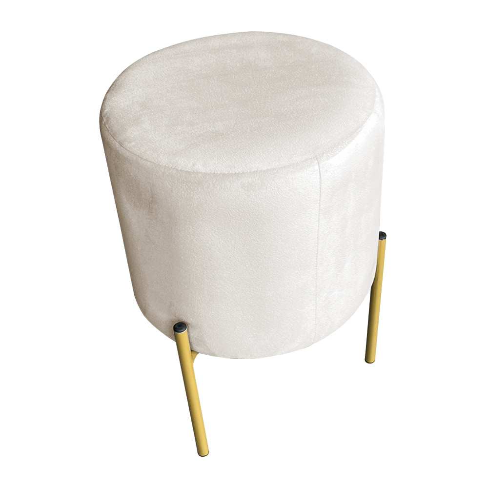 Kit 2 Puffs Decorativo Soren Suede Pés de Ferro Dourado - Pallazio