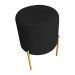 Kit 2 Puffs Decorativo Soren Suede Preto Pés de Ferro Dourado - Pallazio