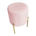Kit 2 Puffs Decorativo Soren Suede Rosa Bebê Pés de Ferro Dourado - Pallazio