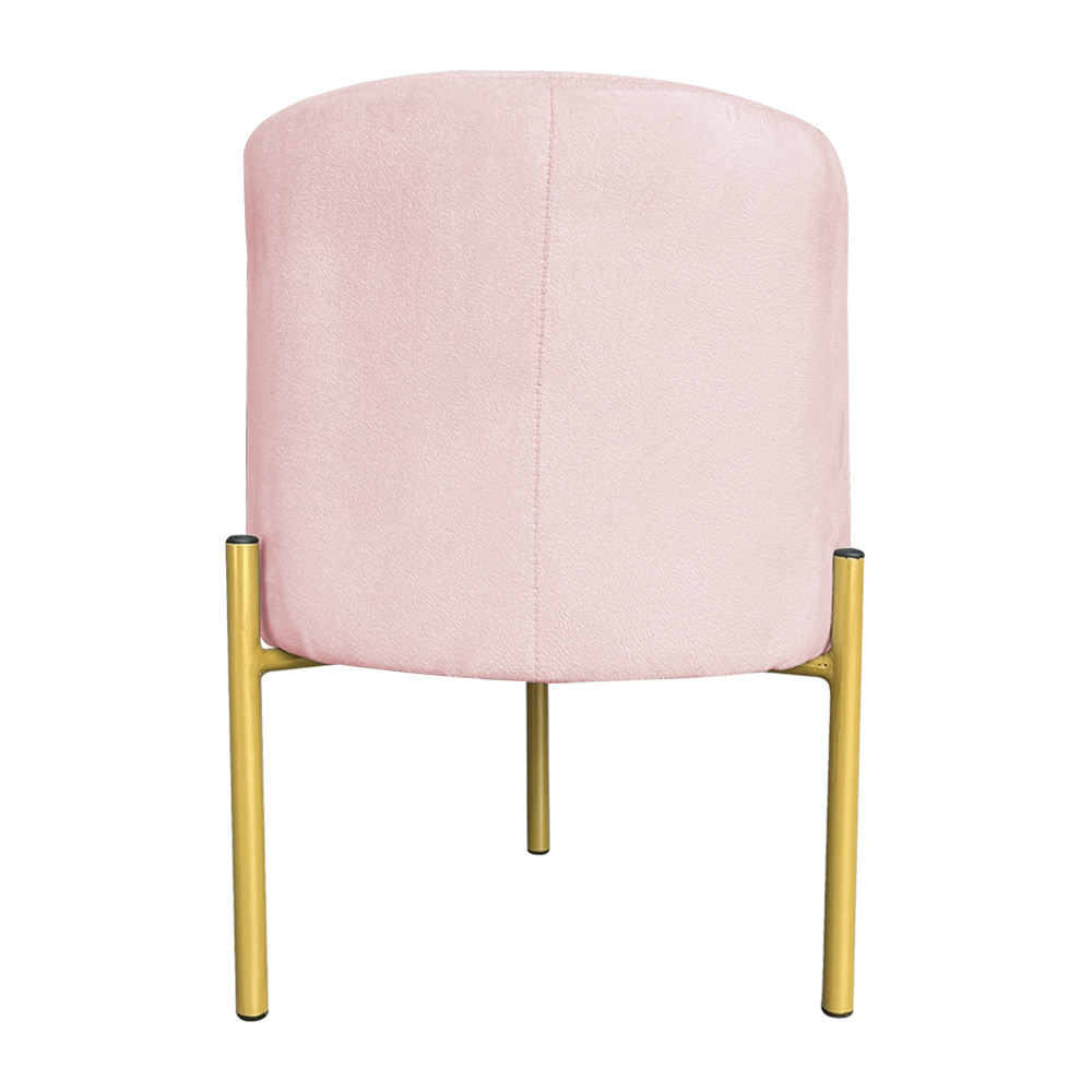 Kit 2 Puffs Decorativo Soren Suede Rosa Bebê Pés de Ferro Dourado - Pallazio