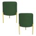 Kit 2 Puffs Decorativo Soren Suede Verde Pés de Ferro Dourado - Pallazio