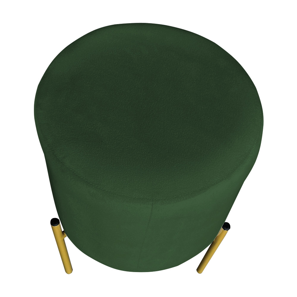 Kit 2 Puffs Decorativo Soren Suede Verde Pés de Ferro Dourado - Pallazio