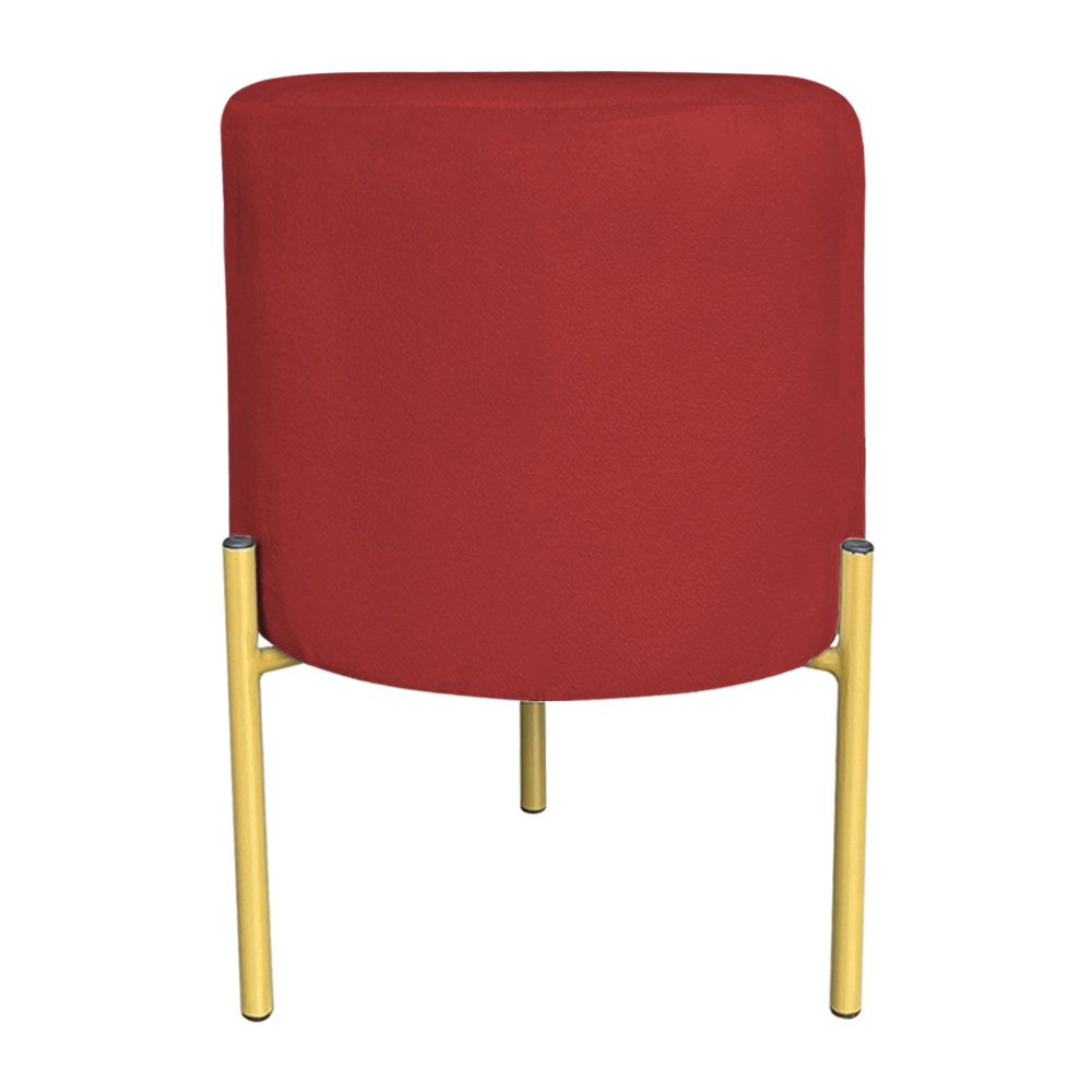 Kit 2 Puffs Decorativo Soren Suede Vermelho Pés de Ferro Dourado - Pallazio