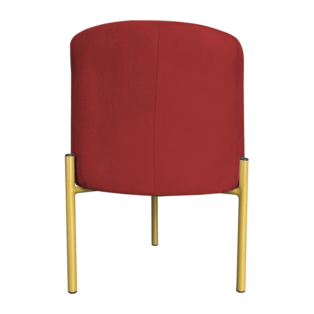 Kit 2 Puffs Decorativo Soren Suede Vermelho Pés de Ferro Dourado - Pallazio