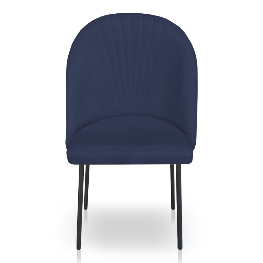 Kit 4 Cadeiras Poltrona de Jantar Ariel Suede Azul Marinho Pés de Ferro Preto - Pallazio