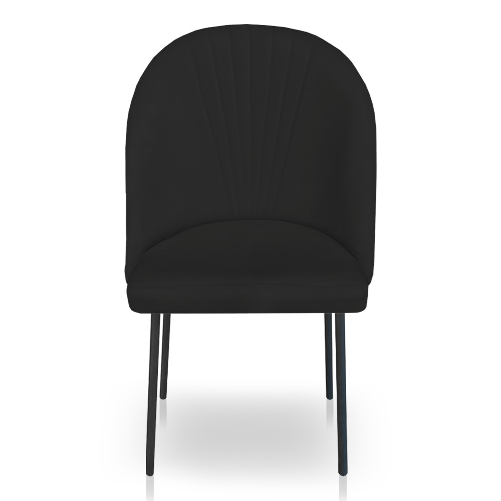 Kit 4 Cadeiras Poltrona de Jantar Ariel Suede Preto Pés de Ferro Preto - Pallazio