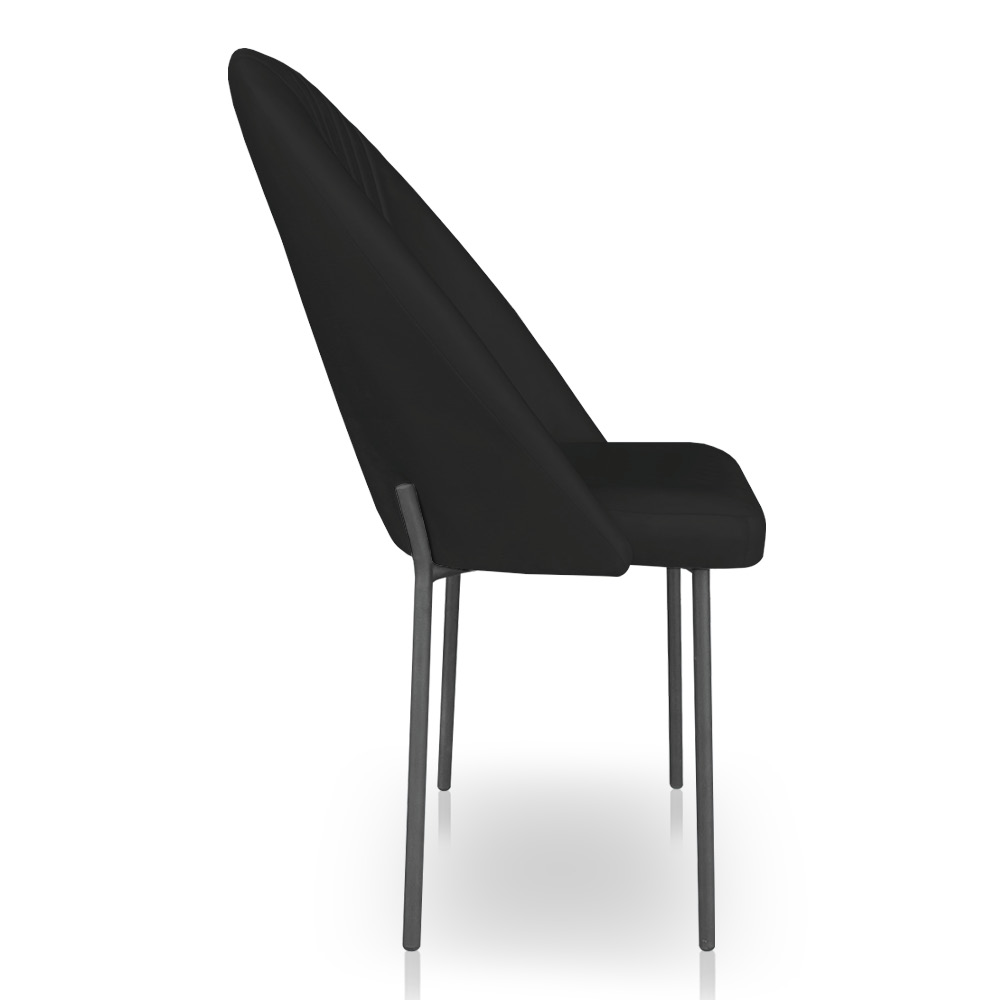 Kit 4 Cadeiras Poltrona de Jantar Ariel Suede Preto Pés de Ferro Preto - Pallazio