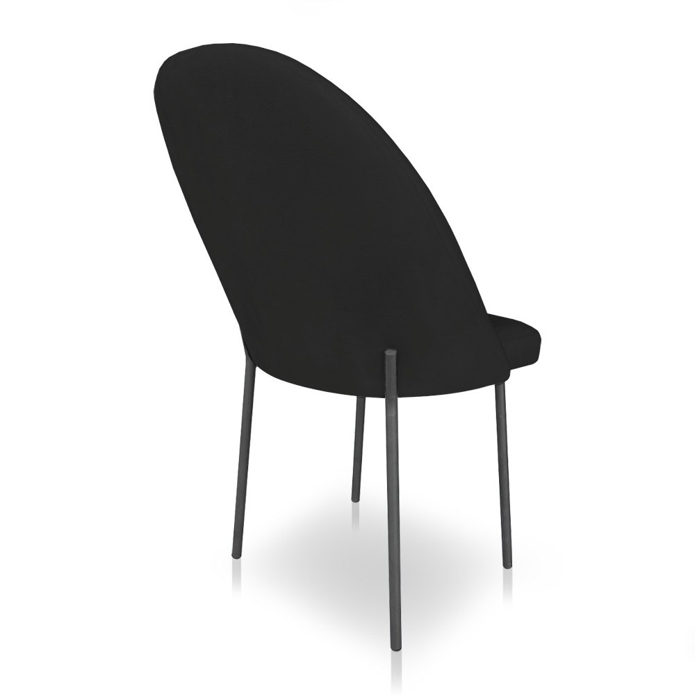 Kit 4 Cadeiras Poltrona de Jantar Ariel Suede Preto Pés de Ferro Preto - Pallazio