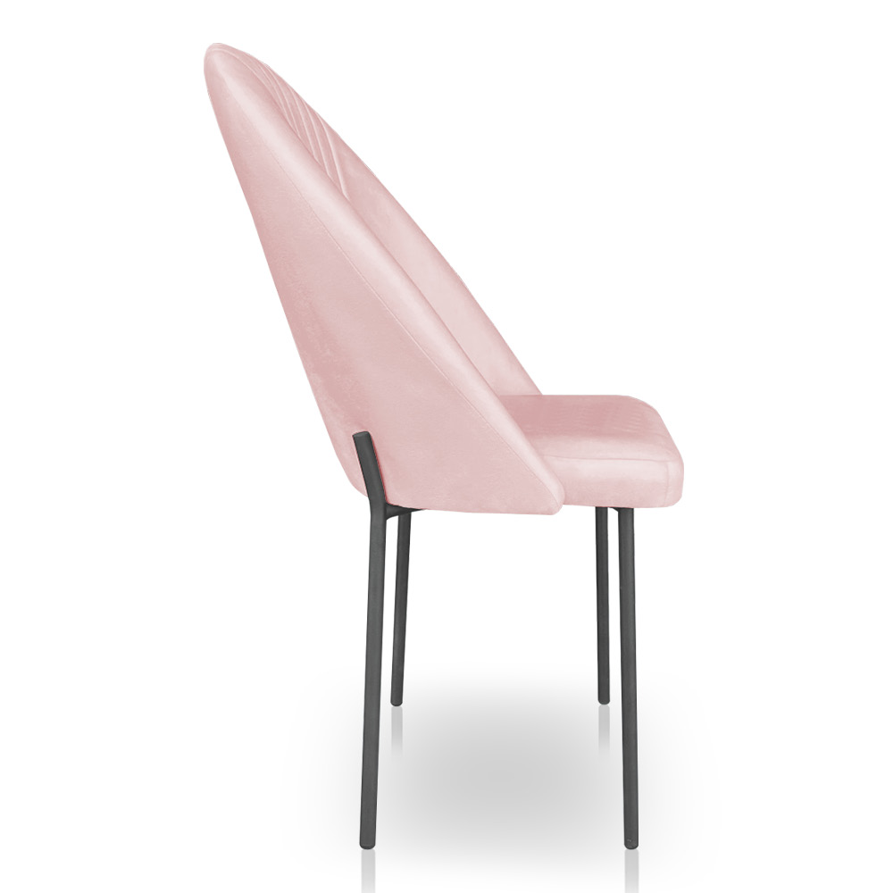 Kit 4 Cadeiras Poltrona de Jantar Ariel Suede Rosa Bebê Pés de Ferro Preto - Pallazio