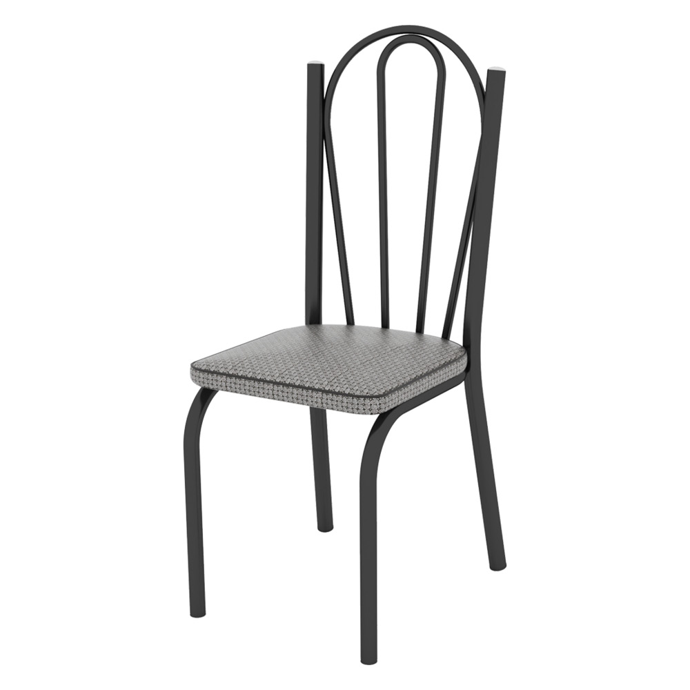Kit 4 Cadeiras de Cozinha Alabama Estampado Platina Pés de Ferro Preto - Pallazio