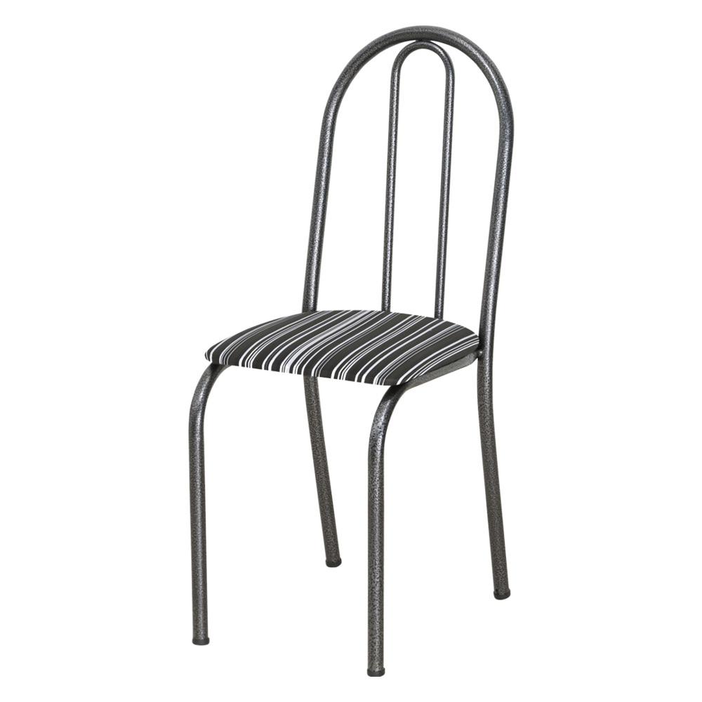 Kit 4 Cadeiras de Cozinha Califórnia Estampado Preto Listrado Pés de Ferro Preto - Pallazio