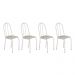 Kit 4 Cadeiras de Cozinha Califórnia Estampado Rattan Bege Pés de Ferro Branco - Pallazio