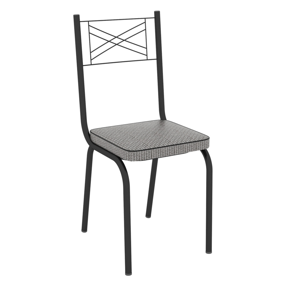 Kit 4 Cadeiras de Cozinha Colorado Estampado Platina Pés de Ferro Preto - Pallazio