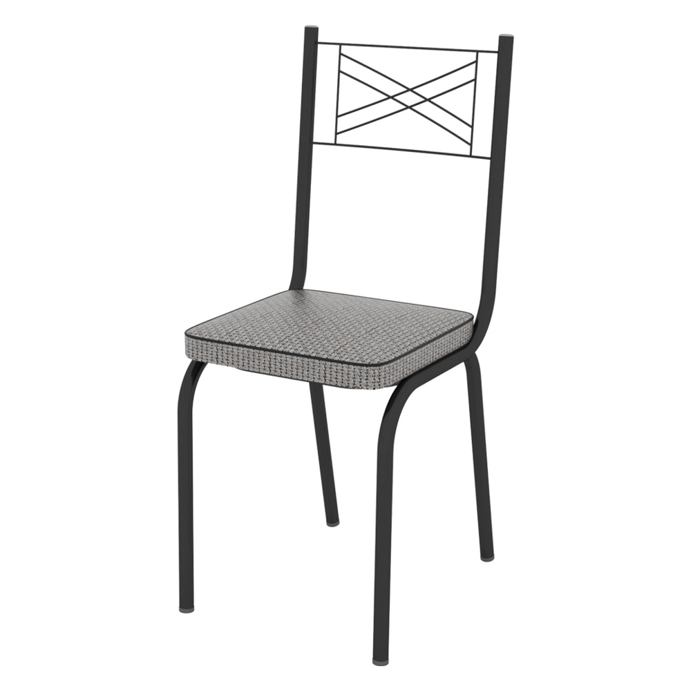 Kit 4 Cadeiras de Cozinha Colorado Estampado Platina Pés de Ferro Preto - Pallazio