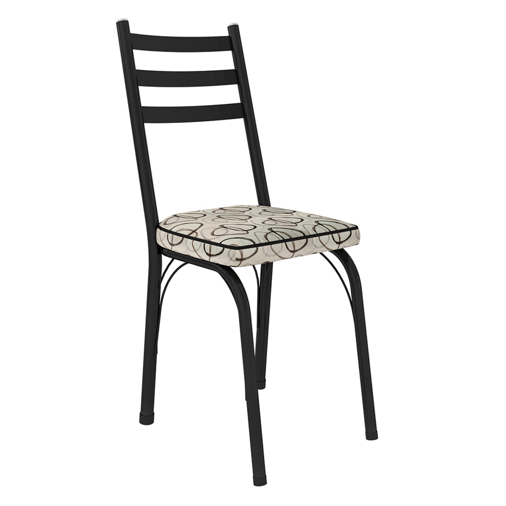Kit 4 Cadeiras de Cozinha Luisiana Estampado Cedro Pés de Ferro Preto - Pallazio