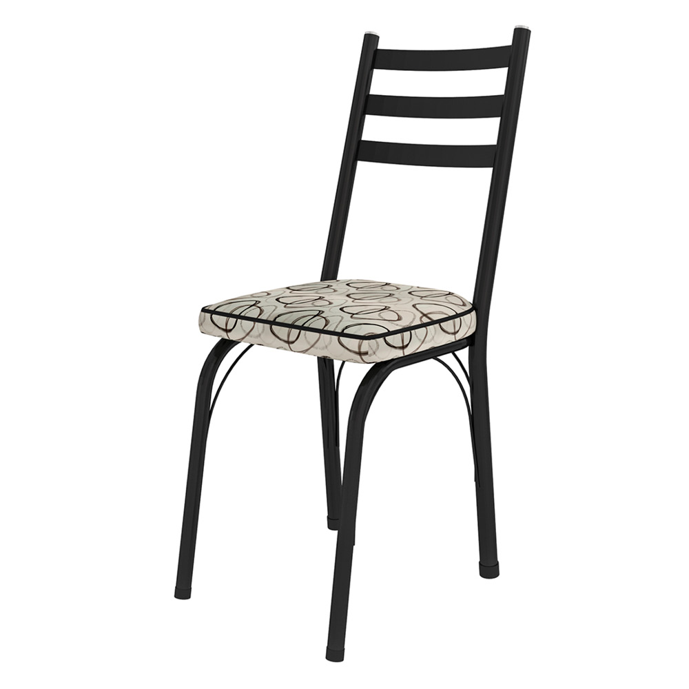 Kit 4 Cadeiras de Cozinha Luisiana Estampado Cedro Pés de Ferro Preto - Pallazio