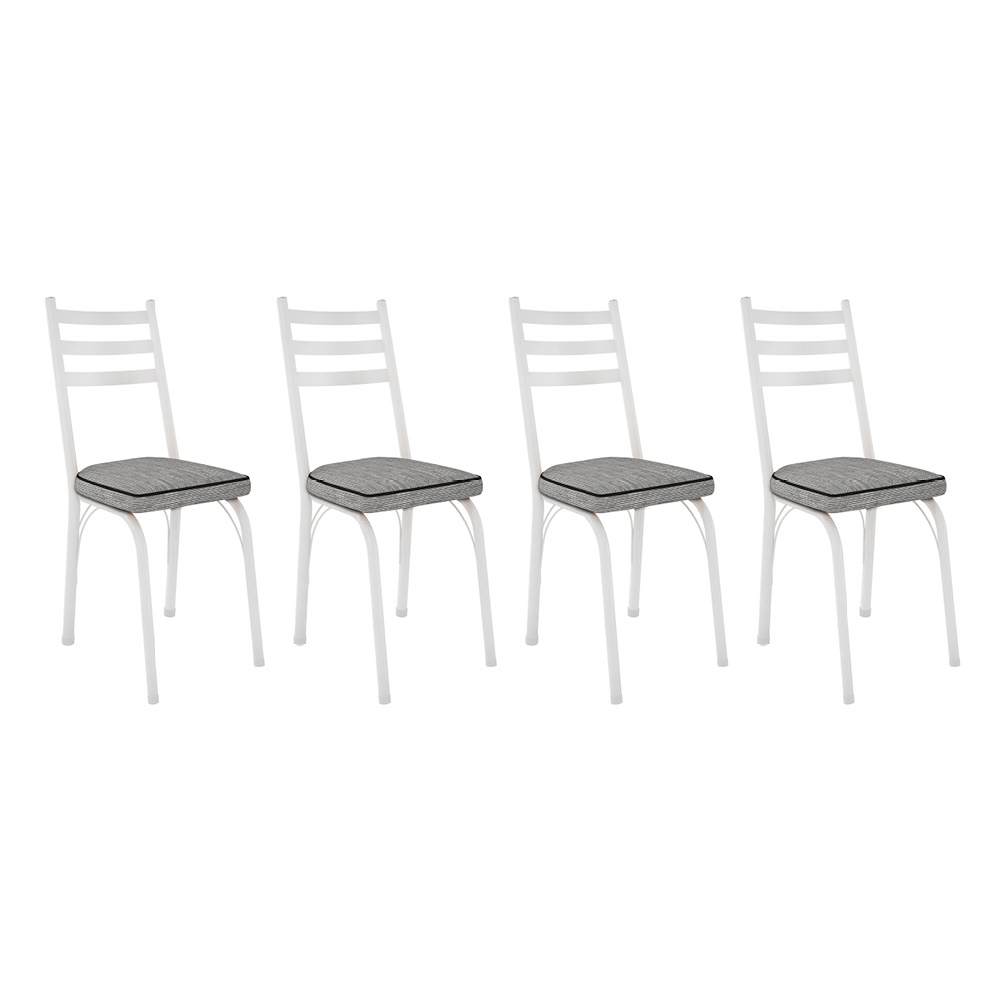 Kit 4 Cadeiras de Cozinha Luisiana Estampado Grafiato Pés de Ferro Branco - Pallazio