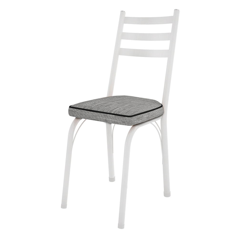 Kit 4 Cadeiras de Cozinha Luisiana Estampado Grafiato Pés de Ferro Branco - Pallazio